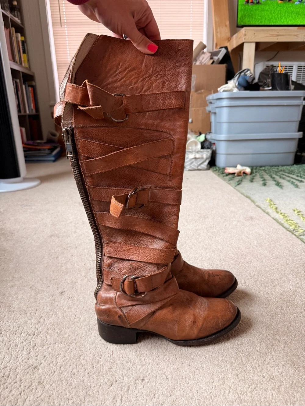 Freebird by Steven x Free People Ojai Tall Buckle Riding Boots - Brown 7